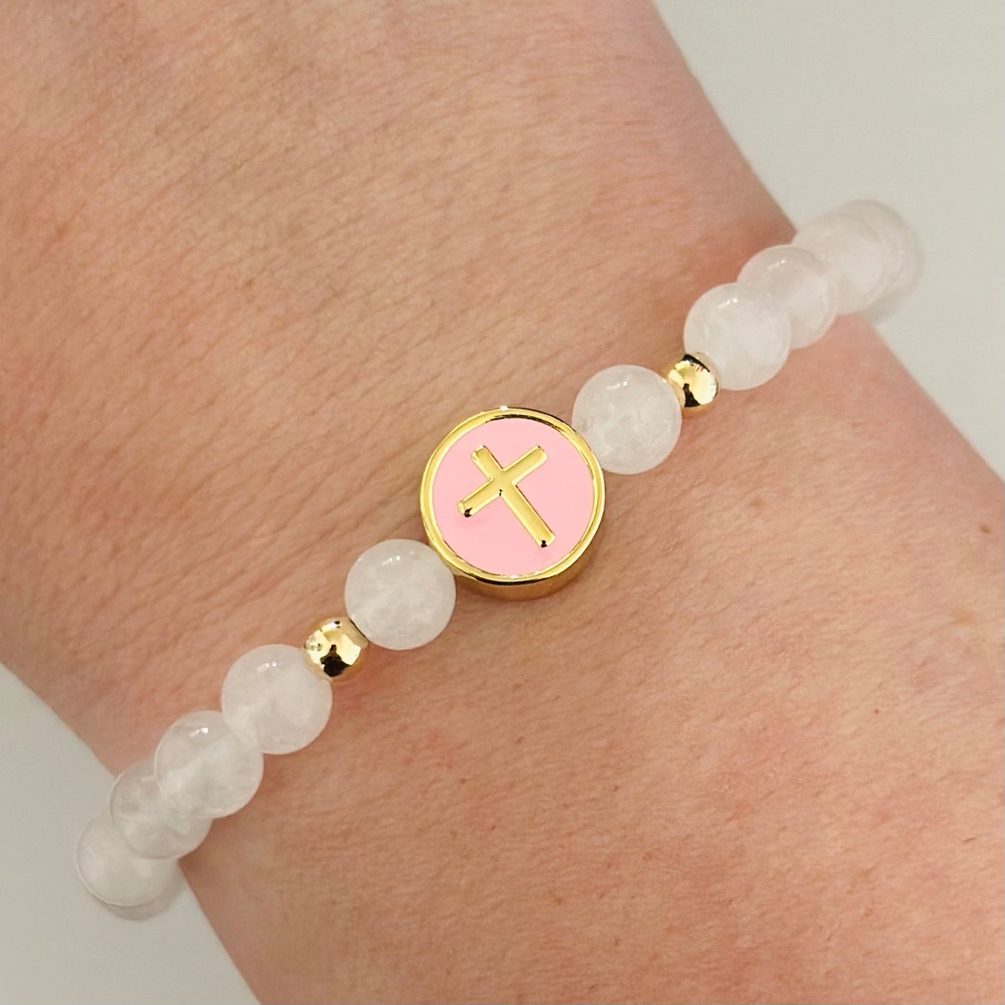 'Peaceful Pink' Cross Bracelet